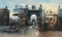 A. Q. Arif, 24 x 42 Inch, Oil on Canvas, Citysscape Painting, AC-AQ-348